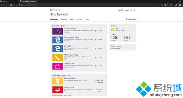 Win10 Edge浏览器新福利：可获取更多Bing Rewards
